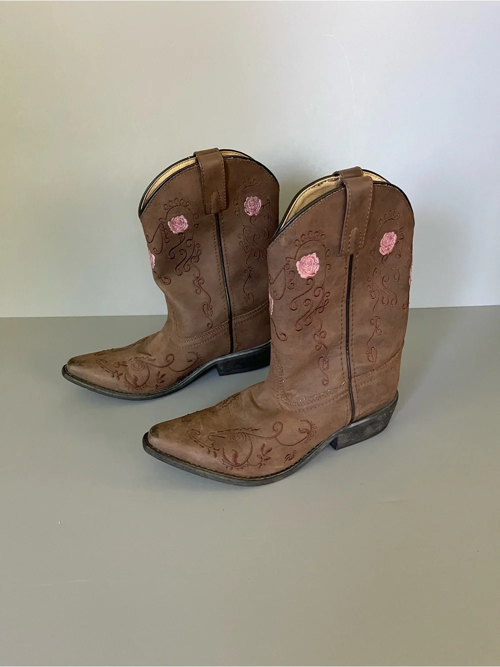 Shyanne Girls Floral Pink Embroidered Western Cowboy Boot 3D Horse Snip Toe